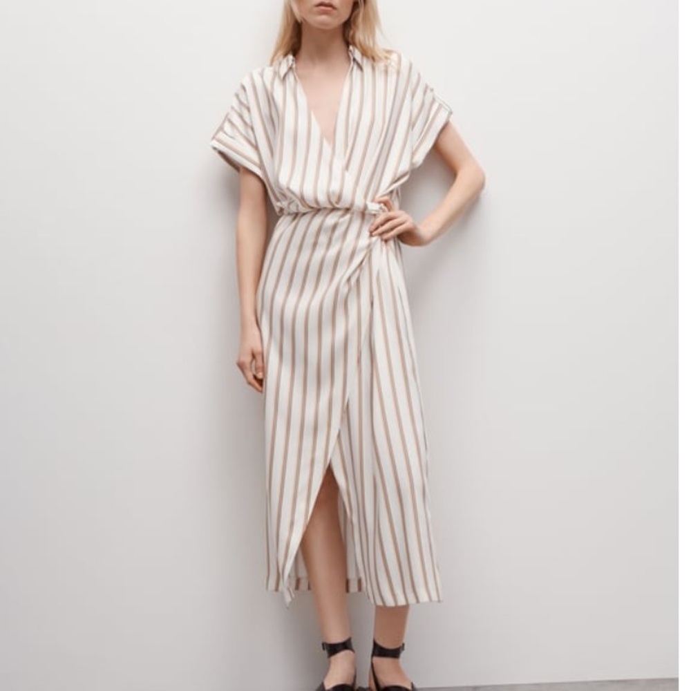Zara STRIPED DRAPED DRESS